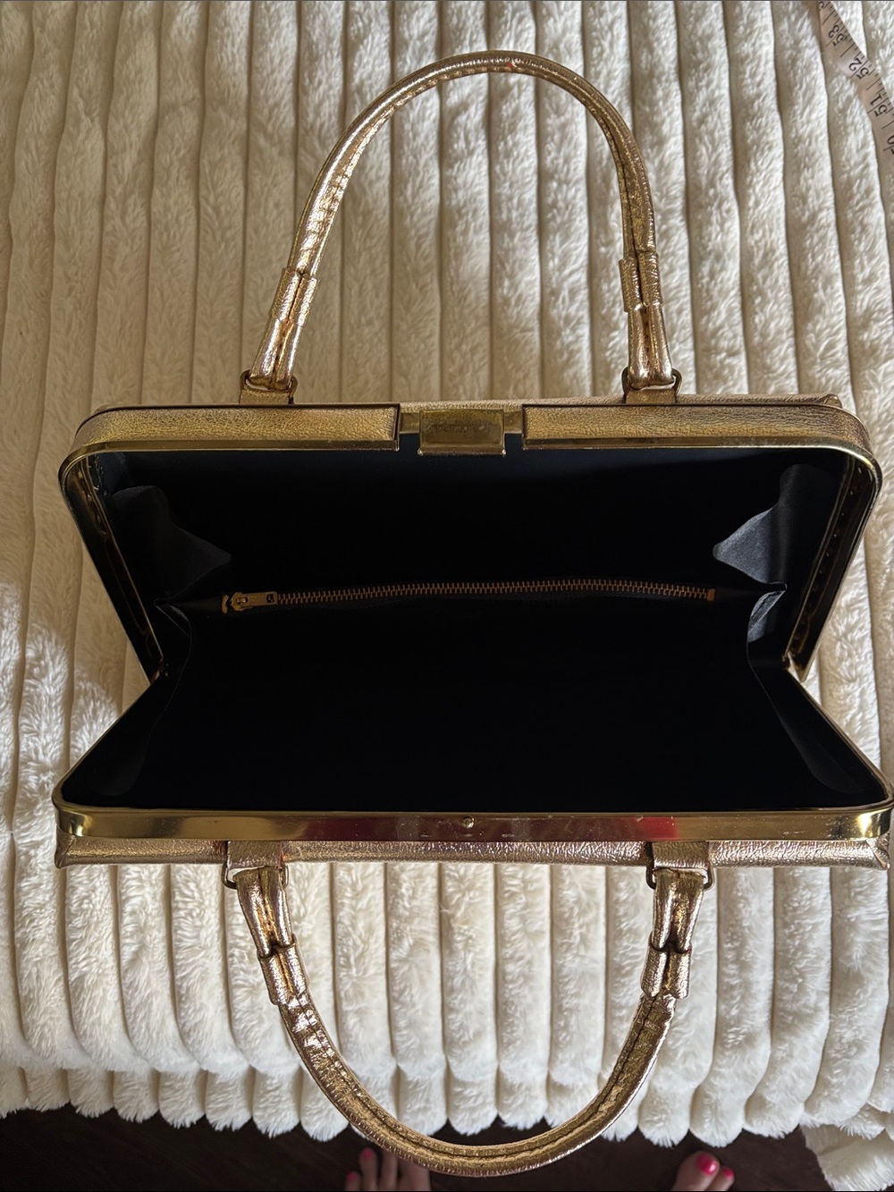 Vintage retro 1950s Gold Metallic Top-Handle Evening Bag - Picture 6 of 6